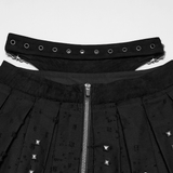 Black Punk Mini Skirt with Studded Metal Panels