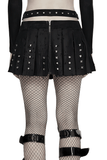 Black Punk Mini Skirt with Studded Metal Panels