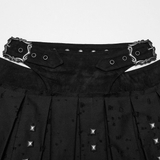 Black Punk Mini Skirt with Studded Metal Panels