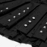 Black Punk Mini Skirt with Studded Metal Panels