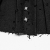 Black Punk Mini Skirt with Studded Metal Panels