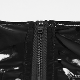 Black Punk Patent Mesh and Leather Mini Skirt