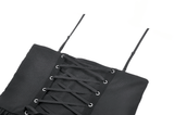 Black Punk Pinstripe Mini Dress with Corset Lace-Up Front