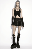 Black Punk Pleated Mini Skirt with O-Ring Trims