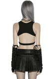 Black Punk Pleated Mini Skirt with O-Ring Trims