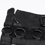 Black Punk Pleated Mini Skirt with O-Ring Trims