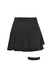 Black Punk Skirt with Asymmetrical Pleats and Safety Pins