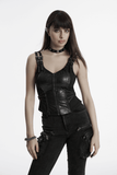 Black Punk Vest with Lace-up Front and Adjustable Straps