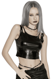 Black Rubber Punk Techwear Cropped Top for Women