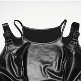 Black Rubber Punk Techwear Cropped Top for Women