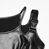 Black Rubber Punk Techwear Cropped Top for Women