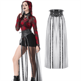Black Sheer Maxi Skirt with Bold Metal Stud Accents