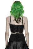 Black Strap Corset Top with Lace Up Back Accent