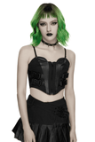 Black Strap Corset Top with Lace Up Back Accent