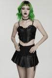 Black Strap Corset Top with Lace Up Back Accent