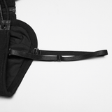 Black Strap Corset Top with Lace Up Back Accent