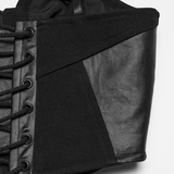 Black Strap Corset Top with Lace Up Back Accent