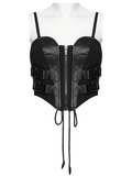 Black Strap Corset Top with Lace Up Back Accent