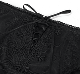 Black Swimsuit: Brocade Detail, Women's Lace-Up Bikini