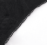 Maillot de bain noir élégant avec brocart / Bikini à laçage pour femmes avec dentelle à franges