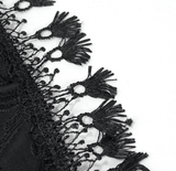 Eleganter schwarzer Badeanzug mit Brokat / Damen-Schnürbikini mit Fransenspitze