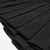 Black Techwear Buckle Waist Pleated Short Skirt