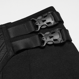 Black Techwear Buckle Waist Pleated Short Skirt