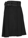 Black Techwear Buckle Waist Pleated Short Skirt