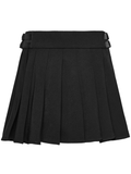 Black Techwear Buckle Waist Pleated Short Skirt