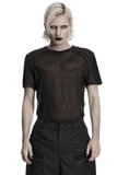 Black Transparent Mesh Punk T-Shirt with Shoulder Inserts