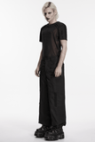 Black Transparent Mesh Punk T-Shirt with Shoulder Inserts