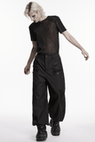Black Transparent Mesh Punk T-Shirt with Shoulder Inserts
