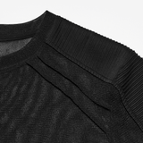Black Transparent Mesh Punk T-Shirt with Shoulder Inserts