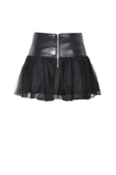 Black Tulle Skirt with Front Lace-Up and Rivets