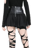 Black Tulle Skirt with Front Lace-Up and Rivets