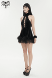 Black Velvet Halterneck Dress - Gothic Sexy Appeal
