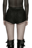 Black Viper-Print Punk Low Waist Lace-Up Shorts