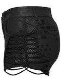 Black Viper-Print Punk Low Waist Lace-Up Shorts