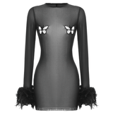 Black Women's Mesh Short Dress / Sexy Female Outfits / Erotic Transparent Clothing - EVE's SECRETS