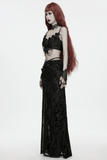 Gothic Bloody Rose Lace Bralet with Draped Chain Detail