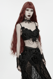 Gothic Bloody Rose Lace Bralet with Draped Chain Detail