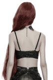 Gothic Bloody Rose Lace Bralet with Draped Chain Detail