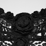 Gothic Bloody Rose Lace Bralet with Draped Chain Detail