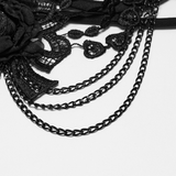 Gothic Bloody Rose Lace Bralet with Draped Chain Detail