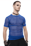 Blue Mesh Tee / Men's Punk Sheer Shirt / Alternative Wear