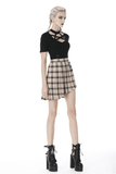 Bold Buckles Elevate Edgy Plaid Asymmetrical Skirt