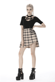 Bold Buckles Elevate Edgy Plaid Asymmetrical Skirt