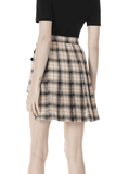 Bold Buckles Elevate Edgy Plaid Asymmetrical Skirt