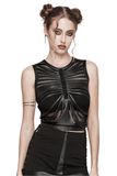 Bold Sleeveless Stretch Mesh Crop Top for Women