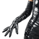 Bright Black Female Gloves / Patent Leather Long Gloves / Women's Mittens Different Lengths - EVE's SECRETS